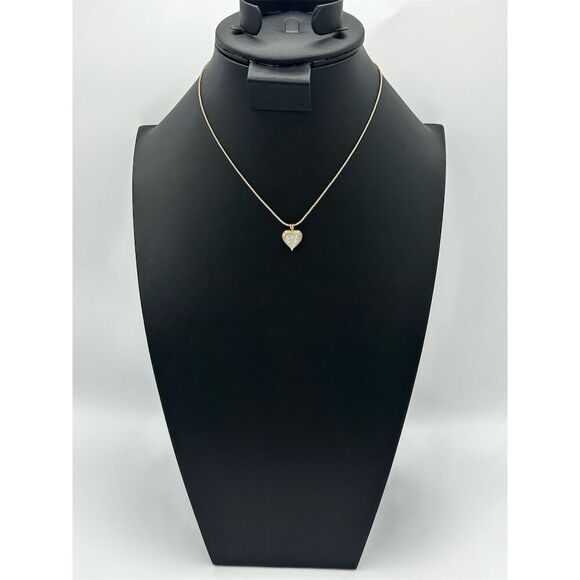 Vintage Avon Rhinestone Chunky Heart Pendant Necklace Goldtone - Picture 1 of 4